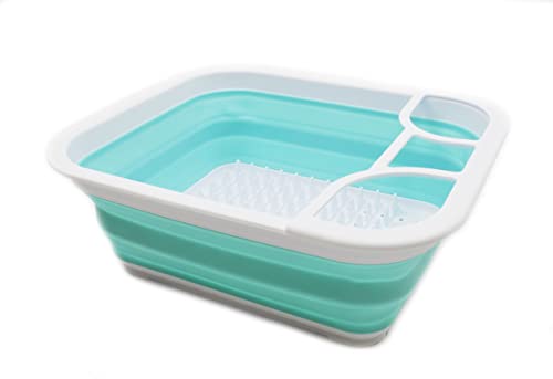 SAMMART Collapsible Dish Drainer - Foldable Drying Rack - Portable Dinnerware Organizer - Space Saving Kitchen Storage Tray