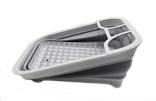 SAMMART 8.5L (2.2 gallons) Collapsible Plastic Dish Drainer - Foldable Drying Rack with Swivel Spout - Portable Dinnerware Organizer - Pop Up Kitchen Storage