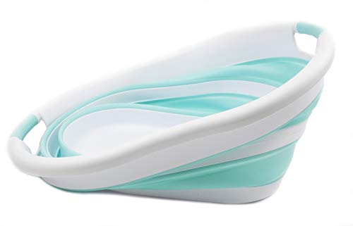 SAMMART 36L (9.5 gallon) Collapsible Plastic Laundry Basket - Oval Tub/Basket - Foldable Storage Container/Organizer - Portable Washing Tub - Space Saving Laundry Hamper, Water Capacity: 28L (7.4 gallon)