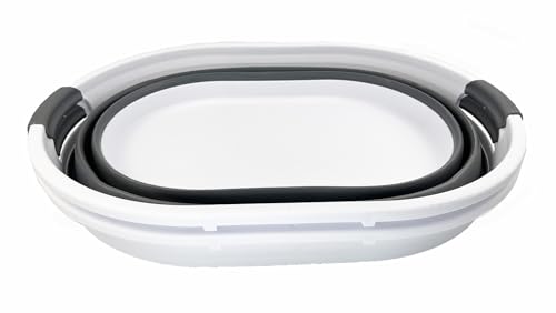 SAMMART Set of 2 Collapsible Plastic Oval Laundry Basket - Foldable Pop Up Storage Container/Organizer - Portable Washing Tub - Space Saving Hamper
