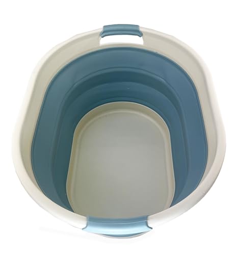 SAMMART 28L (7.4Gallons) Collapsible Plastic Laundry Basket - Oval Tub/Basket - Foldable Storage Container/Organizer - Portable Washing Tub - Space Saving Laundry Hamper