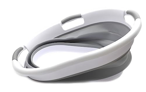 SAMMART 36L(9.5 Gallon) Collapsible Plastic Laundry Basket-Oval Tub/Basket-Foldable Storage Container-Portable Washing Tub-Space Saving Laundry Hamper,Water Capacity 27L(7.1 Gallon)