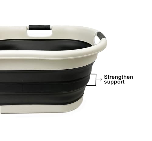 SAMMART 40L (10.5 gallon) Collapsible Plastic Laundry Basket - Foldable Pop Up Storage Container/Organizer - Portable Washing Tub - Space Saving Hamper/Basket