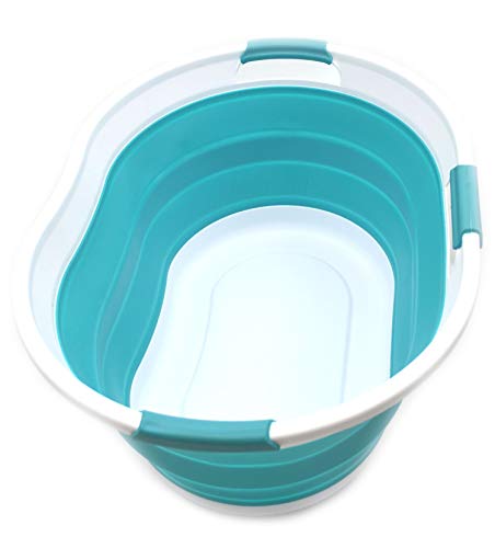 SAMMART 36L (9.5 Gallon) Collapsible 3 Handled Plastic Laundry Basket-Foldable Pop Up Storage Container-Portable Washing Tub-Space Saving Basket/Water Capacity 27L/7.1 Gallon