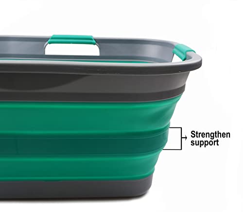 SAMMART 29L(7.6 gallon) Collapsible Plastic Laundry Basket - Foldable Pop Up Storage Container/Organizer - Portable Washing Tub - Space Saving Hamper/Basket - Water Capacity 24L(6.3 gallon)