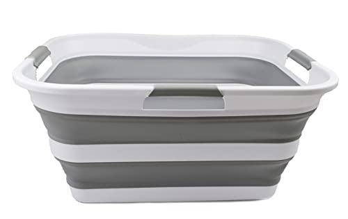 Collpasible Laundry Basket (42L Collapsible Laundry Basket (White/Grey))