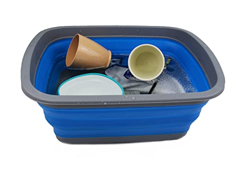 SAMMART 10L (2.6 Gallon) Collapsible Tub-Foldable Dish Tub-Portable Washing Basin-Space Saving Plastic Washtub