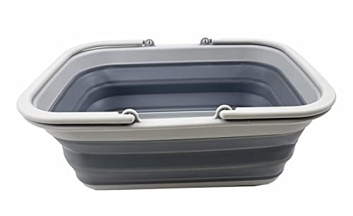 SAMMART 9.2L (2.37Gallon) Collapsible Tub with Handle - Portable Outdoor Picnic Basket/Crater - Foldable Shopping Bag - Space Saving Storage Container