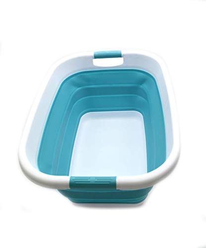 SAMMART 31L (8.1 gallon) Collapsible Plastic Laundry Basket-Pop Up Storage Container - Portable Washing Tub - Space Saving Hamper/Basket, Water capacity: 23L (6 gallon)