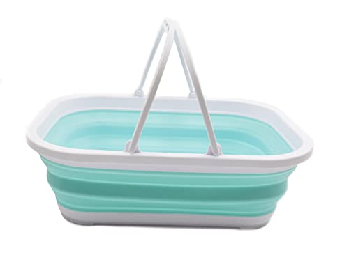 SAMMART 12L (3.17 Gallon) Collapsible Tub with Handle - Portable Outdoor Picnic Basket/Crater - Foldable Shopping Bag - Space Saving Storage Container