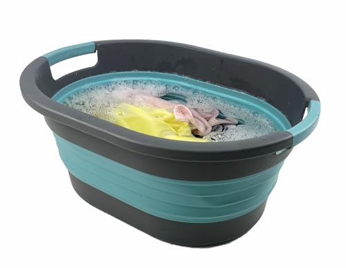 SAMMART 23L (6 gallon) Collapsible Plastic Laundry Basket - Foldable Pop Up Storage Container/Organizer - Portable Washing Tub - Space Saving Hamper/Basket