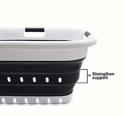 SAMMART Collapsible 3 Handled Plastic Laundry Basket - Foldable Pop Up Storage Container/Organizer - Portable Basket - Space Saving Hamper/Basket