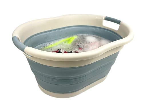 SAMMART 36L (9.5Gallons) Collapsible Laundry Basket - Oval Tub/Basket - Foldable Storage Container - Portable Washing Tub - Portable Pop-Up Hamper