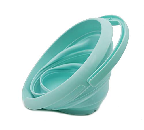 SAMMART 5L (1.32 Gallon) Collapsible Plastic Bucket - Foldable Round Tub - Portable Fishing Water Pail - Space Saving Outdoor Waterpot (5L Round, Lake Green)