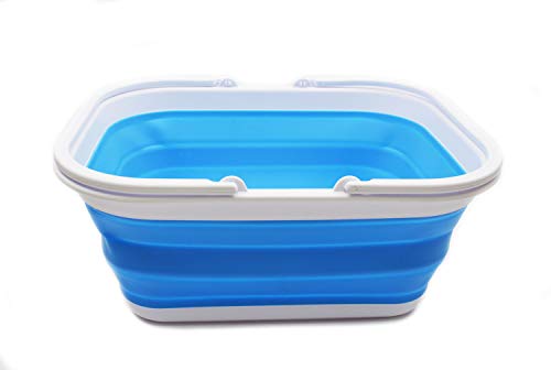 SAMMART 15.5L (4.1 Gallons) Collapsible Tub with Handle - Portable Outdoor Picnic Basket/Crater - Foldable Shopping Bag - Space Saving Storage Container