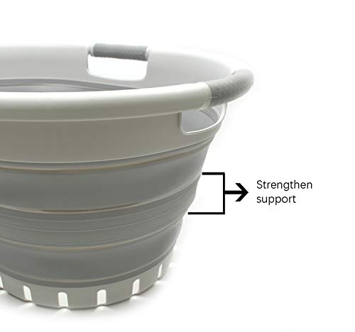 SAMMART 36L (9.5 gallon) Set of 2 Collapsible 3 Handled Plastic Laundry Basket-Foldable Pop Up Storage Container/Organizer-Space Saving Basket