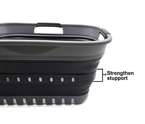 SAMMART 19L (5 Gallon) Collapsible Super Mini 3 Handled Plastic Laundry Basket - Foldable Pop Up Storage Container/Organizer - Space Saving Hamper/Basket