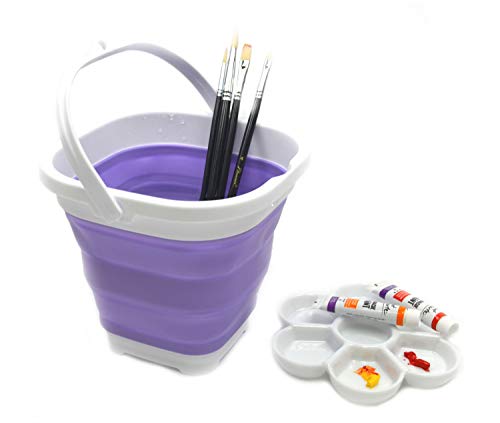 SAMMART Set of 3 Super Mini Sqare Collapsible Plastic Bucket - Foldable Square Tub - Portable Fishing Water Pail - Space Saving Outdoor Waterpot