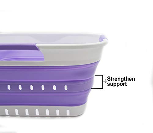 SAMMART 19L (5 Gallon) Collapsible Super Mini 3 Handled Plastic Laundry Basket - Foldable Pop Up Storage Container/Organizer - Space Saving Hamper/Basket
