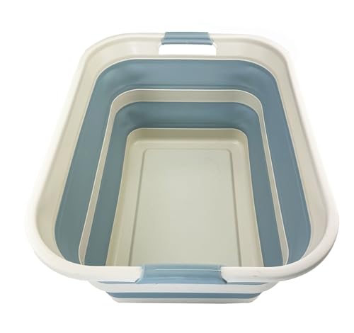 SAMMART 42L (11.09 Gallons) Collapsible Plastic Laundry Basket - Foldable Pop Up Storage Container/Organizer - Portable Washing Tub - Space Saving Hamper/Basket