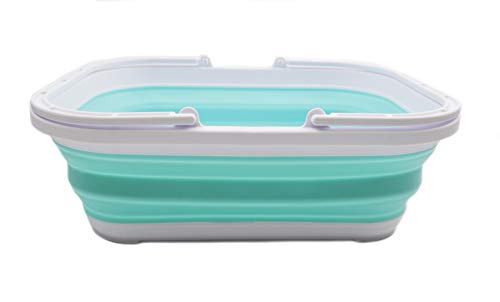 SAMMART 12L (3.17 Gallon) Collapsible Tub with Handle - Portable Outdoor Picnic Basket/Crater - Foldable Shopping Bag - Space Saving Storage Container