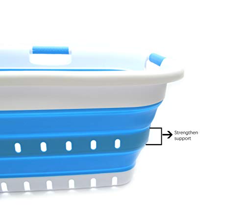 SAMMART Collapsible 3 Handled Plastic Laundry Basket - Foldable Pop Up Storage Container/Organizer - Portable Basket - Space Saving Hamper/Basket