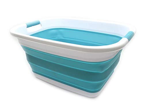 SAMMART 31L (8.1 gallon) Collapsible Plastic Laundry Basket-Pop Up Storage Container - Portable Washing Tub - Space Saving Hamper/Basket, Water capacity: 23L (6 gallon)