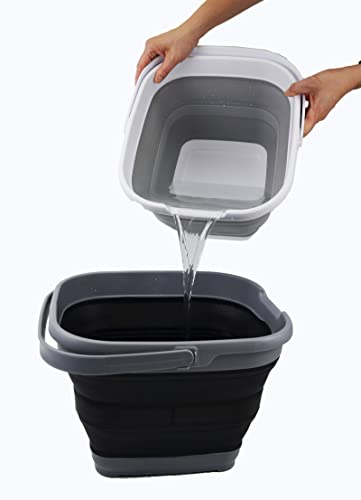 SAMMART 10L (2.6 Gallon) Set of 2 Collapsible Rectangular Handy Basket/Bucket