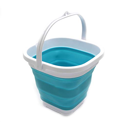 SAMMART 2.6L (0.68 Gallon) Super Mini Sqare Collapsible Plastic Bucket - Foldable Square Tub - Portable Fishing Water Pail - Space Saving Outdoor Waterpot