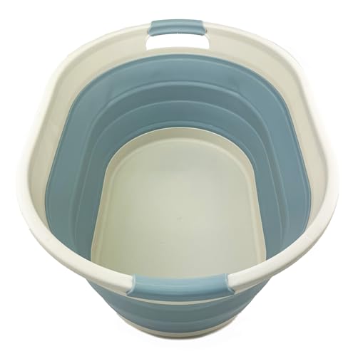 SAMMART 39L (10.3 Gallons) Collapsible Plastic Laundry Basket - Oval Tub/Basket - Foldable Storage Container/Organizer - Portable Washing Tub - Space Saving Laundry Hamper