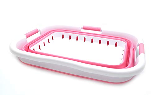 SAMMART Collapsible 3 Handled Plastic Laundry Basket - Foldable Pop Up Storage Container/Organizer - Portable Basket - Space Saving Hamper/Basket