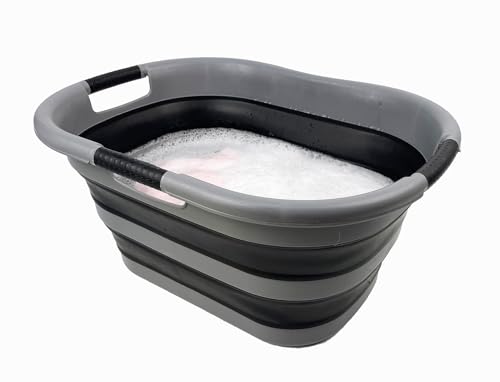 SAMMART 40L (10.5 gallon) Collapsible Plastic Laundry Basket - Space Saving Storage Container/Organizer - Portable Washing Tub - Foldable Pop Up Hamper/Basket