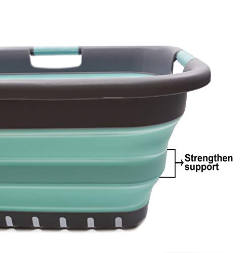 SAMMART 41L (10.8 gallon) Collapsible Plastic Laundry Basket - Foldable Pop Up Storage Container/Organizer - Portable Washing Tub - Space Saving Hamper/Basket
