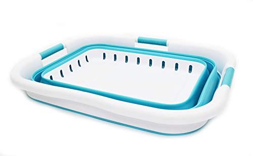 SAMMART Collapsible 3 Handled Plastic Laundry Basket - Foldable Pop Up Storage Container/Organizer - Portable Basket - Space Saving Hamper/Basket