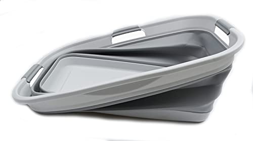 SAMMART 44L (11.6 gallon) Collapsible Plastic Laundry Basket - Foldable Pop Up Storage Container/Organizer - Portable Washing Tub - Space Saving Hamper/Basket, Water Capacity: 35L (9.2 gallon)