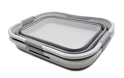 SAMMART Set of 2-30L (8 gallon) Collapsible Plastic Laundry Basket - Foldable Pop Up Storage Container/Organizer - Portable Washing Tub - Space Saving Hamper/Basket, Water capacity: 24L (6.3 gallon)