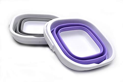 SAMMART Set of 3 Super Mini Sqare Collapsible Plastic Bucket - Foldable Square Tub - Portable Fishing Water Pail - Space Saving Outdoor Waterpot