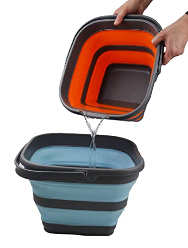 SAMMART 10L (2.6 Gallon) Set of 2 Collapsible Rectangular Handy Basket/Bucket