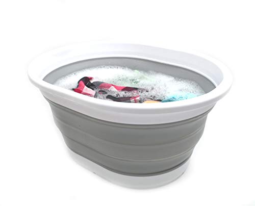SAMMART 22L (5.8 Gallon) Collapsible Plastic Laundry Basket - Oval Tub/Basket - Foldable Storage Container/Organizer - Portable Washing Tub - Space Saving Laundry Hamper
