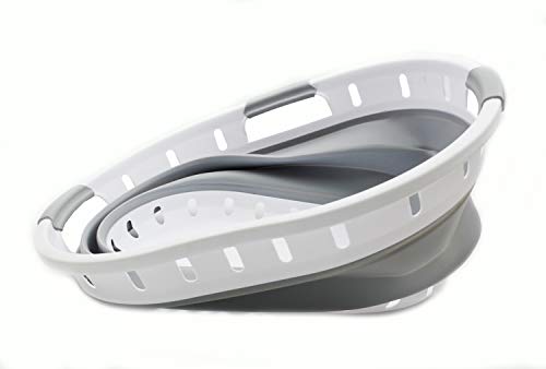 SAMMART 36L (9.5 gallon) Collapsible 3 handled Plastic Laundry Basket - Portable Oval Basket - Foldable Storage Container/Organizer - Space Saving Laundry Hamper