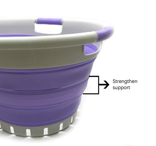 SAMMART 36L (9.5 gallon) Set of 2 Collapsible 3 Handled Plastic Laundry Basket-Foldable Pop Up Storage Container/Organizer-Space Saving Basket