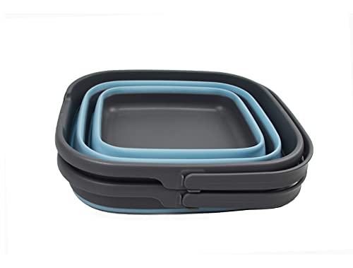 SAMMART 10L (2.6 Gallon) Set of 2 Collapsible Rectangular Handy Basket/Bucket