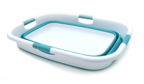 SAMMART 49L(12.9 gallon) Collapsible 4 Handled Laundry Basket-Foldable Storage Container-Portable Washing Bin-Space Saving-Pet Bath Tub,Water capacity 37L(9.7 gallon)