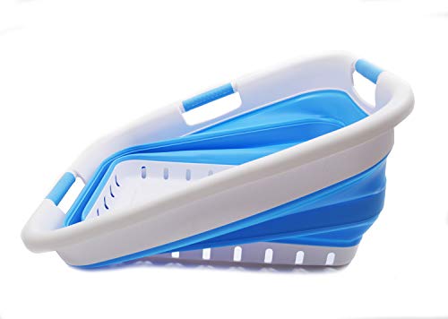 SAMMART Collapsible 3 Handled Plastic Laundry Basket - Foldable Pop Up Storage Container/Organizer - Portable Basket - Space Saving Hamper/Basket