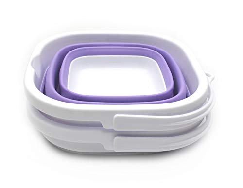 SAMMART Set of 3 Super Mini Sqare Collapsible Plastic Bucket - Foldable Square Tub - Portable Fishing Water Pail - Space Saving Outdoor Waterpot