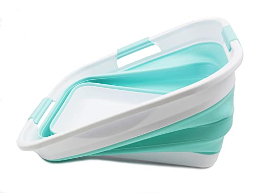 SAMMART Set of 2-30L (8 gallon) Collapsible Plastic Laundry Basket - Foldable Pop Up Storage Container/Organizer - Portable Washing Tub - Space Saving Hamper/Basket, Water capacity: 24L (6.3 gallon)