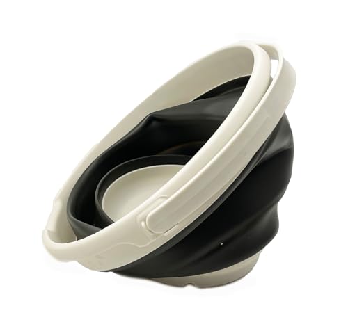 Collapsible Plastic Bucket - Pop up Saving - by SAMMART (Washed Black+Coral Pink (Set of 2), Round, 10L)