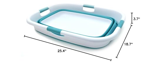 SAMMART 49L(12.9 gallon) Collapsible 4 Handled Laundry Basket-Foldable Storage Container-Portable Washing Bin-Space Saving-Pet Bath Tub,Water capacity 37L(9.7 gallon)