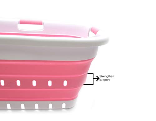 SAMMART Collapsible 3 Handled Plastic Laundry Basket - Foldable Pop Up Storage Container/Organizer - Portable Basket - Space Saving Hamper/Basket