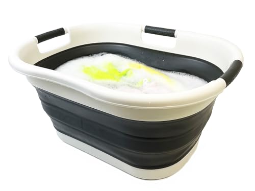 SAMMART 40L (10.5 gallon) Collapsible Plastic Laundry Basket - Foldable Pop Up Storage Container/Organizer - Portable Washing Tub - Space Saving Hamper/Basket